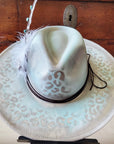 Hand-Painted Leopard Boho Western Cowgirl Hat & Band Mint 987d