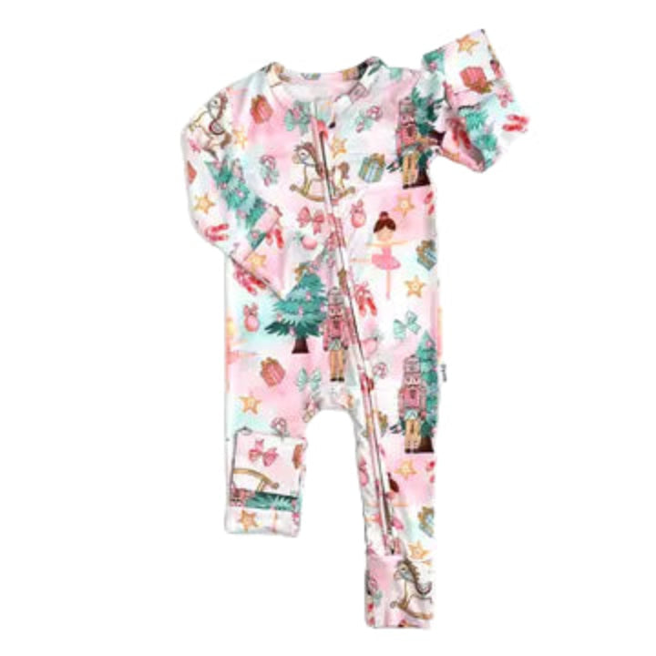 Gigi and Max Watercolor Nutcracker Zip Onesie