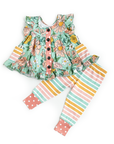 Kendra Floral & Harper Stripe Ruffle PEPLUM SET