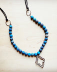**Frosted Chrysocolla Beaded Necklace w/ Copper Pendant 258h