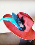 Boho Western Hat w/ Feather Tie Hat Band-Rust 982t