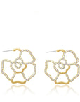 Crystal covered flower inspired hoop earrings