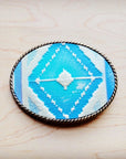 **Rope Edge Pastel Navajo Leather Belt Buckle 907h