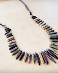 Picasso Jasper Slab Necklace w/ Genuine Leather Ties 261g
