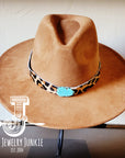 Boho Western Felt Hat w/ Choice of Leather Hat Band w/ Turquoise Slab-Tan 980k
