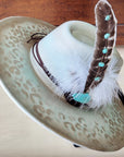 Hand-Painted Leopard Boho Western Cowgirl Hat & Band Mint 987d