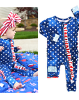 Tie Dye Stars & Stripes Ruffle ZIP