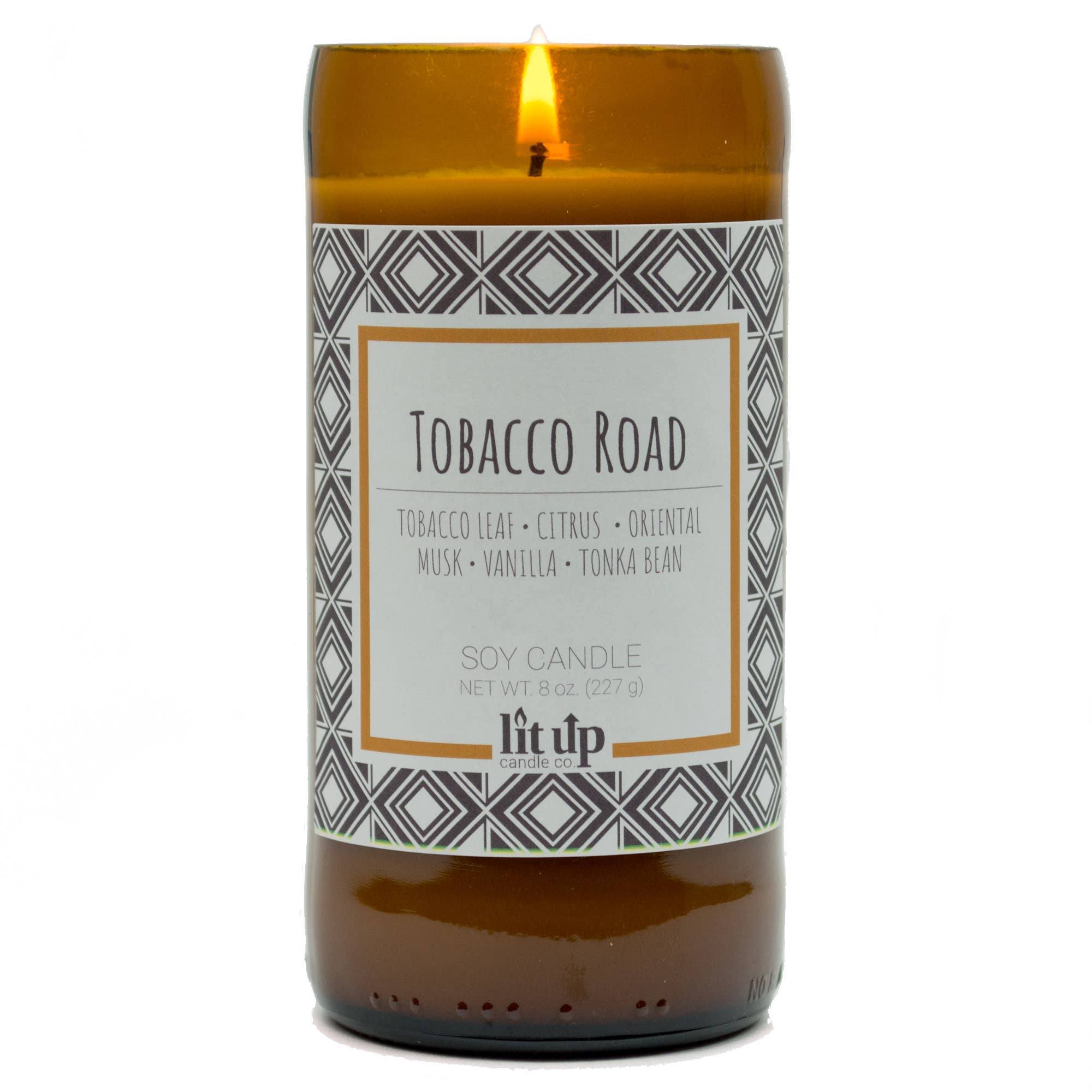 Lit Up Candle Tobacco Road