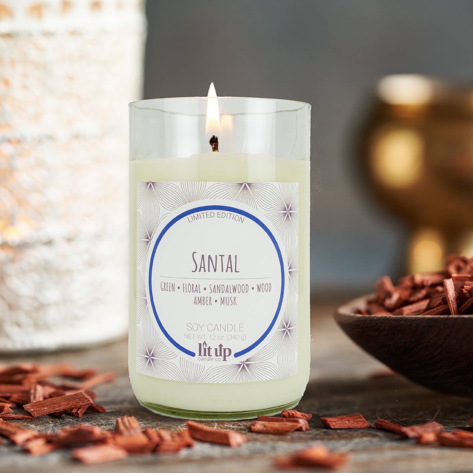 Lit Up Candle Santal