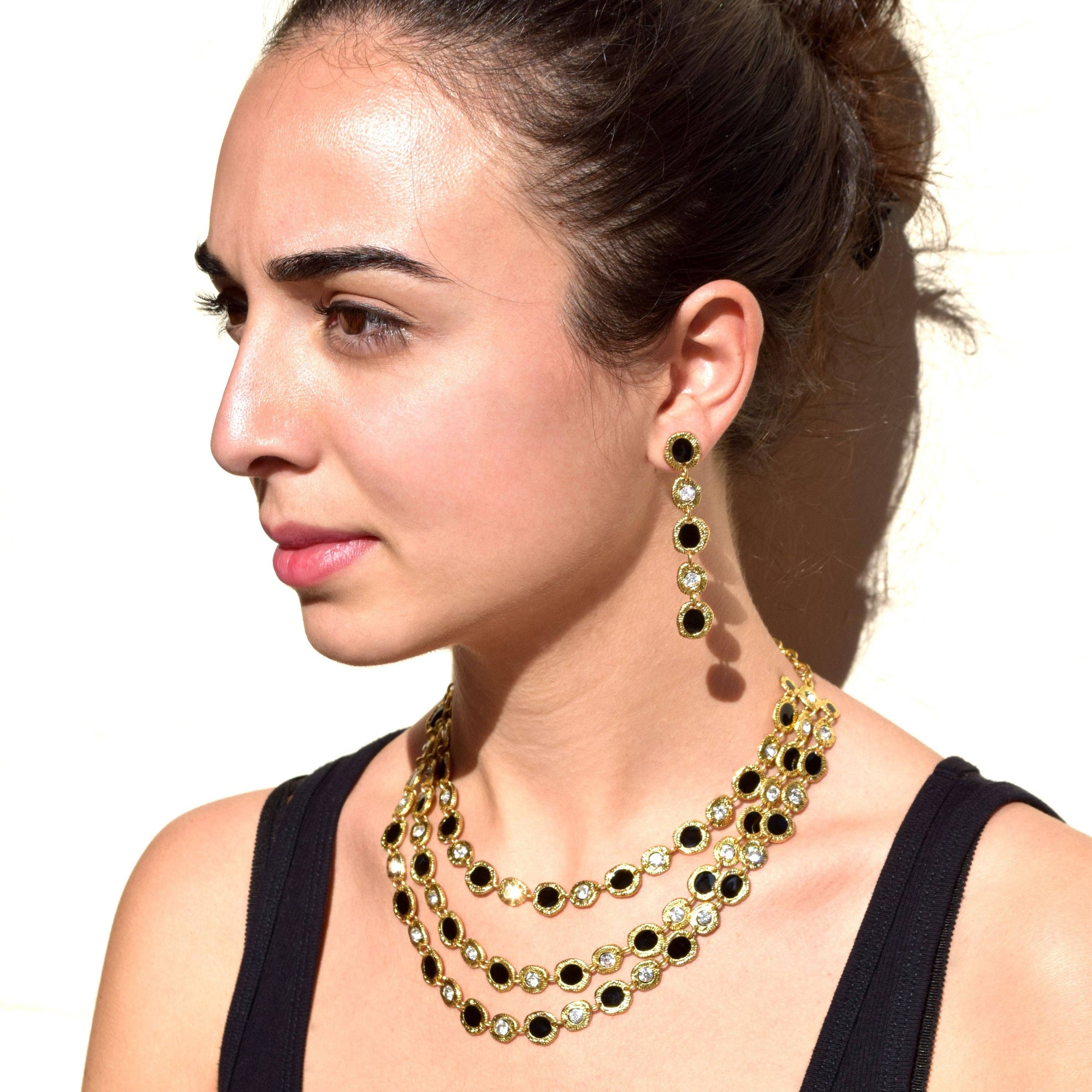 Karine Sultan Black and Crystal Confetti Necklace