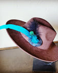 **Turquoise/Black Fluffy Feather Hat Band (Band Only) 983m