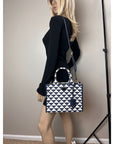 Prada Small Symbole Embroidered Fabric Handbag