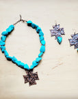 **Copper Cross Earrings w/ Blue Turquoise Chunks 220o