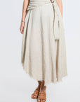 Tina Stephens Maureen Diagonal High Low Linen Skirt SS104