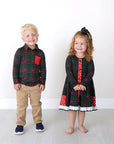 Gigi and Max Kane Tartan & Ruby Dot Christmas Tartan Button Dress