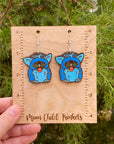 Furby Toy Pet Y2K inspired hand painted wood earrings