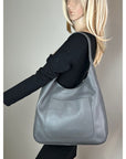Prada Vitello Daino Grey Hobo Bag