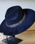 Brown Turquoise Floral Embossed Leather Hat Band Only 950u