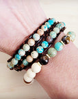 Genuine Jasper and Tigers Eye Beaded Bracelet 811t