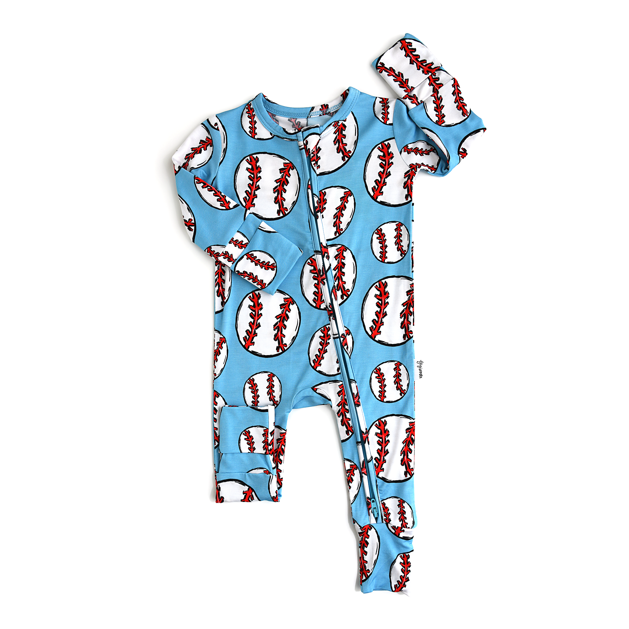 Gigi and Max Bambino Baseball Zip Romper