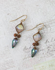 Czech Glass and Crystal Dangle Herringbone Earrings