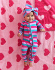 Maddie Stripe Ruffle Zip Bamboo Valentines Day