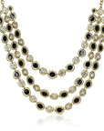 Elegant and festive triple row black and crystal confetti necklace