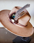Boho Western Felt Hat w/ Choice of Turquoise Hat Accent-Tan 981d