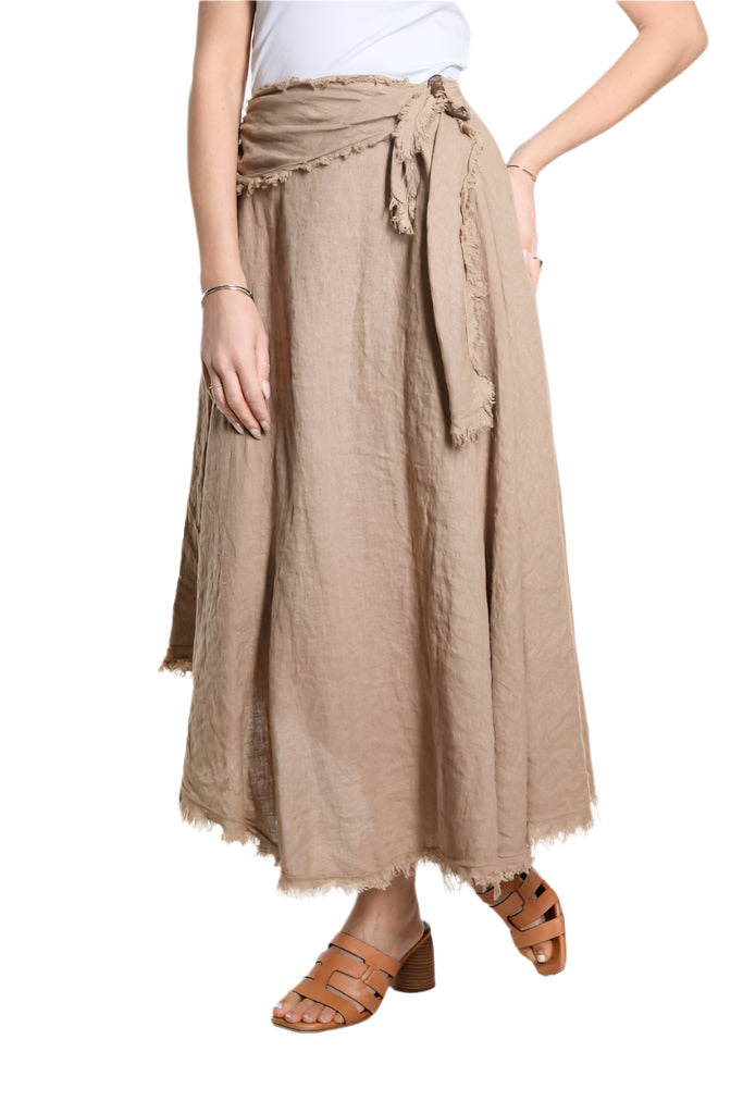 Tina Stephens Maureen Diagonal High Low Linen Skirt SS104