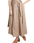Tina Stephens Maureen Diagonal High Low Linen Skirt SS104