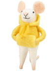 Yellow Hoodie Mouse Critter Ornament