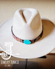 Boho Western Felt Hat w/ Choice of Leather Hat Band w/ Turquoise Slab-Bone 980i