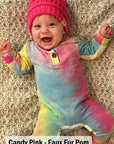 Infant Single Pom Beanie (Candy Pink Leopard)