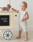 Bonjour Dachshund Baby Boy Tank Romper
