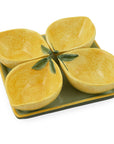 Ceramic Lemon Condiment Bowls With Tray