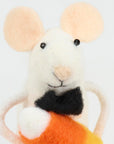 Candy Corn Bow Tie Mouse Critter Ornament