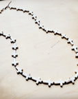 **White Turquoise & Wood Beaded Cross Necklace 258o