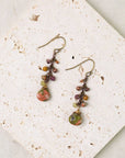 Unakite, Afghan Jade and Mookaite Cluster Earrings