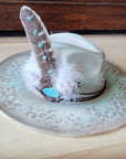 Hand-Painted Leopard Boho Western Cowgirl Hat & Band Mint 987d