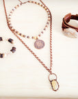 Natural Agate and Wood Beaded Stretch Bracelet 811n