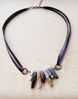 Picasso Jasper Stone Collar Necklace w/ Genuine Leather Cord 261f