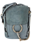 Chloe Blue Faye Mini Suede and Leather Backpack Bag