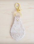 Hair-on-Hide Leather Key Chain - Light Tan 703j