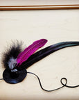 **Spotted Magenta/Black Feather & Leather Hat Band (Band Only) 983d