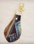 Embossed Leather Key Chain - Blue Navajo 700a