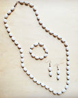 **White Turquoise & Wood Melon Beaded Necklace 258p