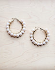 **Wire Wrapped Freshwater Pearl Beaded Hoop Earrings 221b