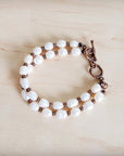 Freshwater Pearl & Copper Boho Beaded Double Strand Bracelet 811y