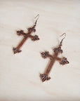 Burnished Copper Cross Earrings 200br