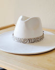 Sandy White Floral Embossed Leather Hat Band Only 951c